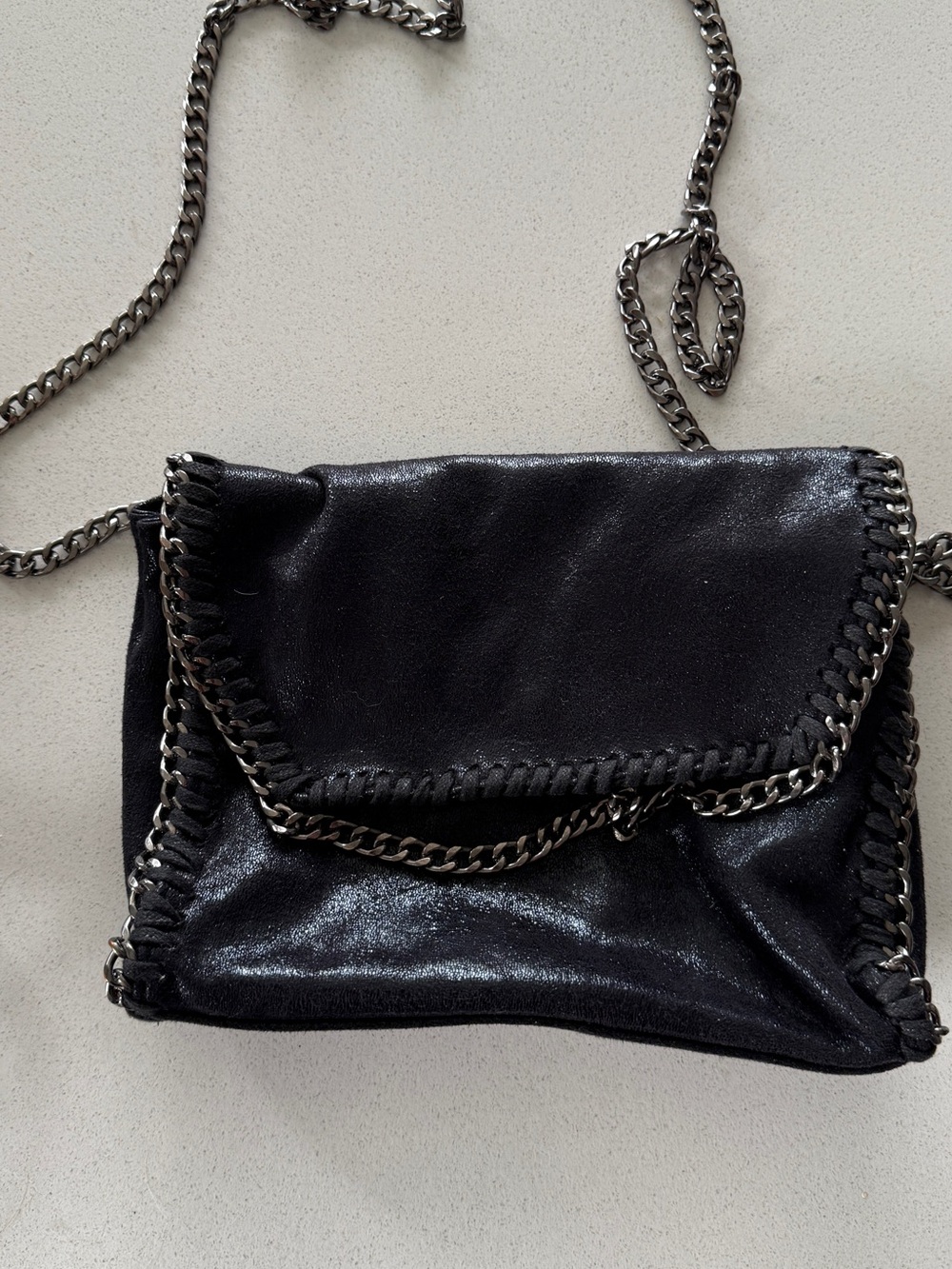 Black Chain-Trim Crossbody Bag